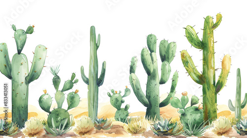 Saguaro cactuswatercolor, hand painted, illustration, isolated on white background photo