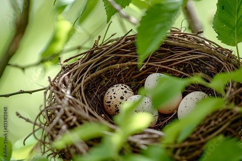 Close-Up of Birds Nest with Eggs
