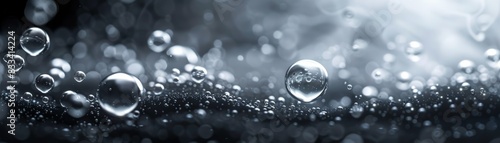 Wallpaper Mural Close-up of water droplets on a dark surface, creating a visually stunning abstract background with bokeh effect and glistening reflections. Torontodigital.ca