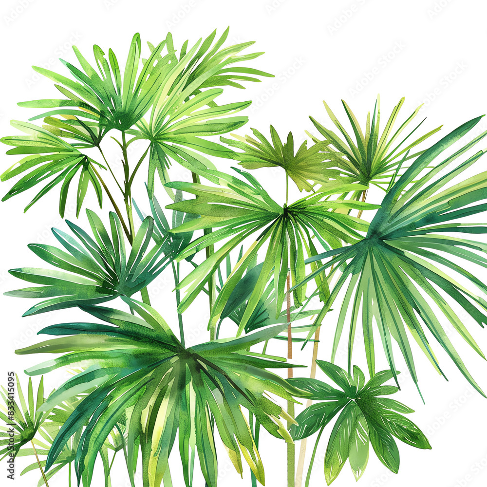The lush green leaves of the Majesty Palm make it a popular choice for indoor and outdoor landscaping., white isolate background , png file . The lush green leaves of the Majesty Palm make it a popular choice for indoor and outdoor landscaping., white isolate background , png file .