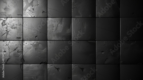 Dark grunge textured background with black tiles. Ideal for design projects  backgrounds  and digital artwork.