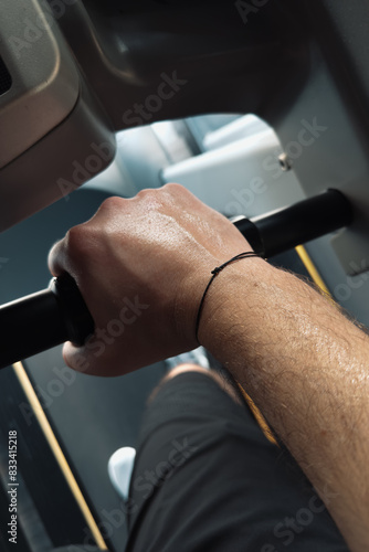 Wallpaper Mural Work hard at gym. Close up photo with a male hand covered by sweat after a incline running band training. Torontodigital.ca