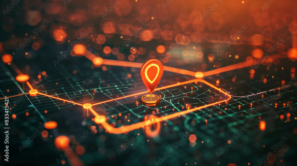 A user interacting with a digital interface displaying a pin location map over a satellite image. Ai generated A user interacting with a digital interface displaying a pin location map over a satellite image. Ai generated