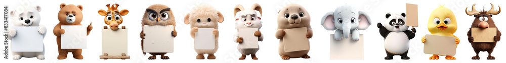 Fototapeta premium 3d characters png element set on transparent background