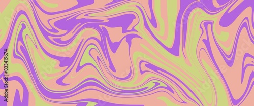 Abstract colorful retro style groovy psychedelic background banner