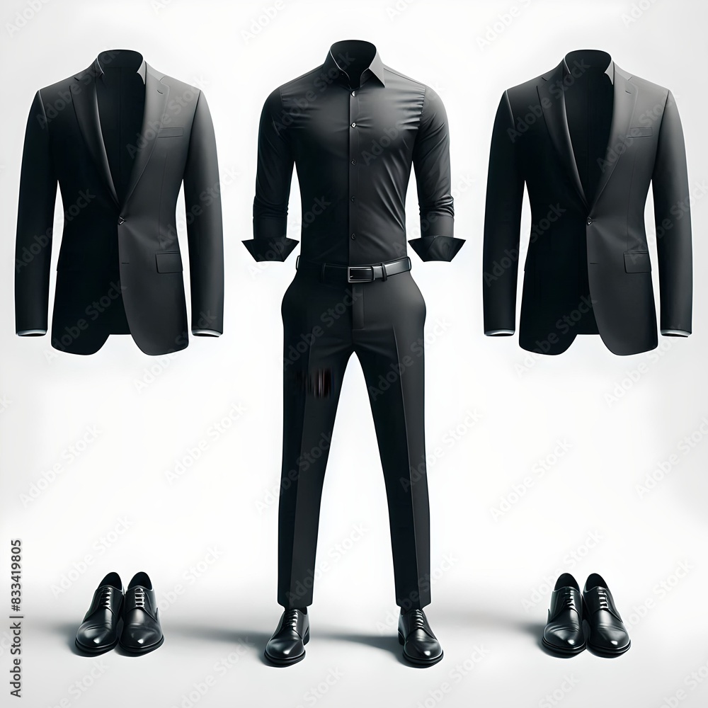 collection of different colored men's suits on a white background collection of different colored men's suits on a white background
