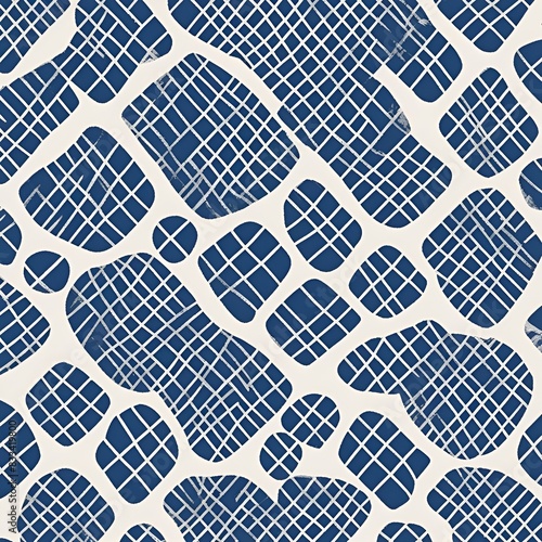 blue and white seamless pattern with shapes