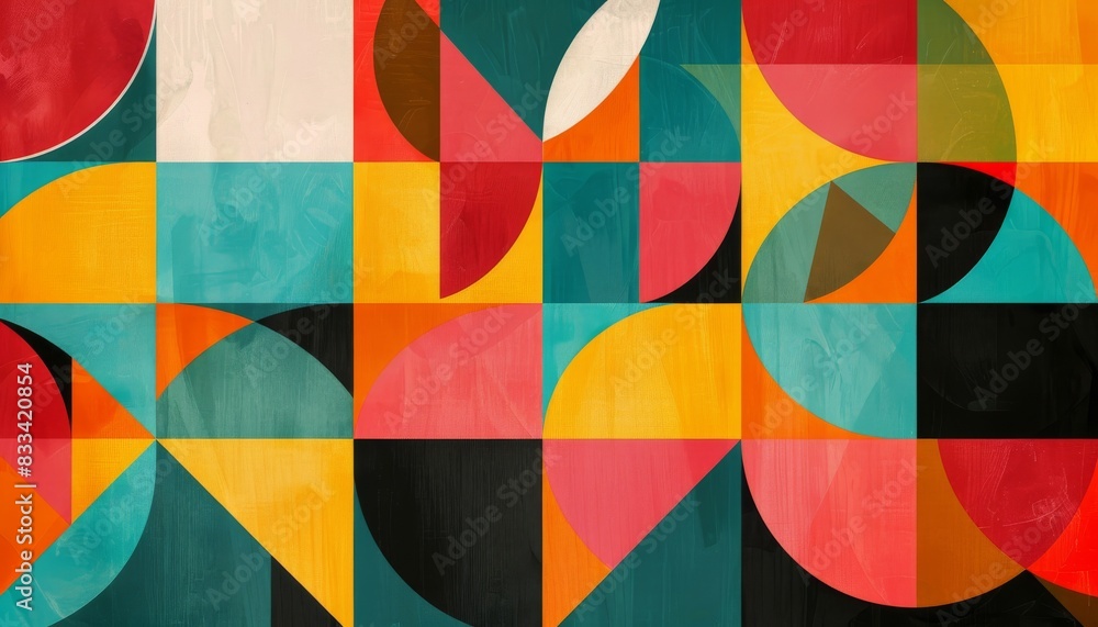 Geometric Abstract Art with Colorful Shapes and Patterns in Modern Design Geometric Abstract Art with Colorful Shapes and Patterns in Modern Design