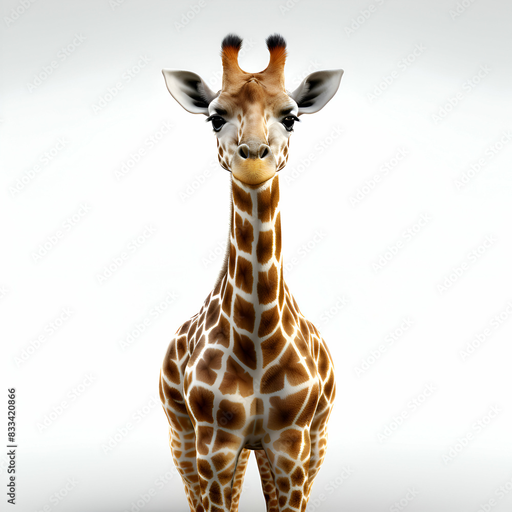 Fotografie Giraffe isolated on a white background. 3D illustration.