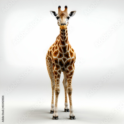 Giraffe on a white background. 3D rendering. Illustration.