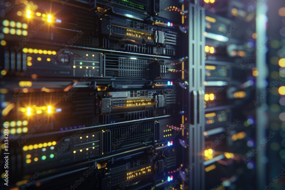 A group of servers in a modern data center