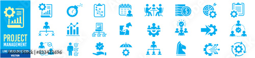 Project management icon collection. Editable stroke icons collection. Vector illustration