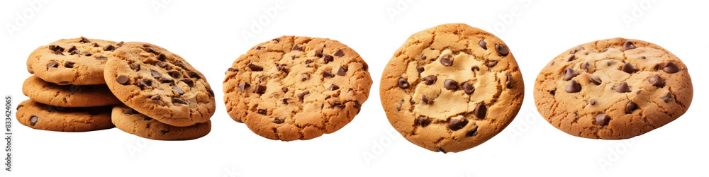 Chocolate chip cookie png element set on transparent background Chocolate chip cookie png element set on transparent background