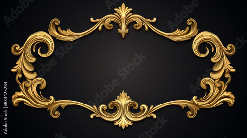 Stunning gold frame illustration with intricate ornamental detail and luxurious design, perfect for sophisticated decor.