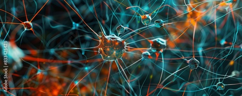 Abstract image of neural networks showcasing interconnected neurons with vibrant colors representing complex brain activity.