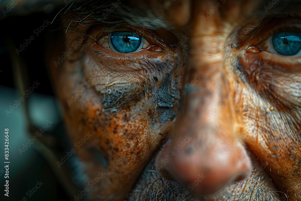 closeup of a veteran's tearful face during a Memorial Day ceremony using Macro Photography and RealTime Eye AF to highlight the textures and emotional impact closeup of a veteran's tearful face during a Memorial Day ceremony using Macro Photography and RealTime Eye AF to highlight the textures and emotional impact
