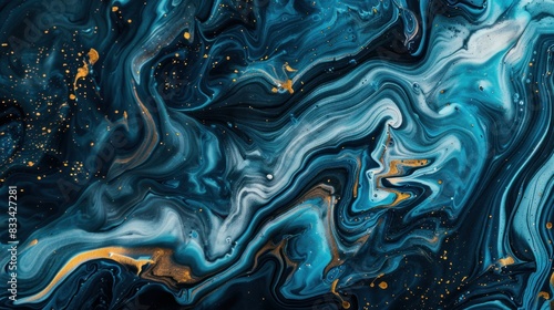 A visually captivating abstract background depicting the fluid motion of water waves and colorful liquid paint  resembling marble textures