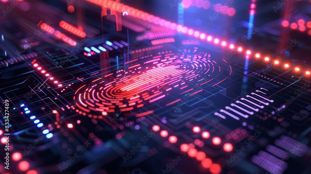 Futuristic glowing circuit board with intricate digital patterns and bright neon colors representing advanced technology and innovation. Futuristic glowing circuit board with intricate digital patterns and bright neon colors representing advanced technology and innovation.