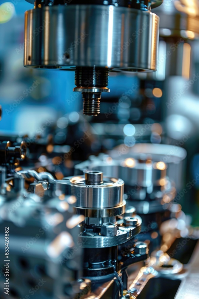 A close-up shot of a machine in a factory setting A close-up shot of a machine in a factory setting