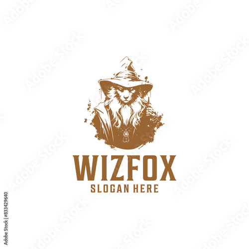 Wizard fox logo vector illustration photo