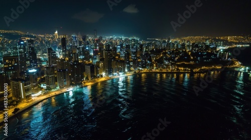 Aerial view of Beirut skyline at night © Nijat