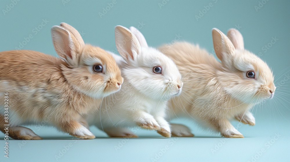 Obraz premium white rabbits running