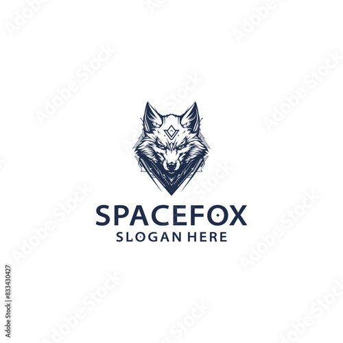 Space fox logo vector illustration