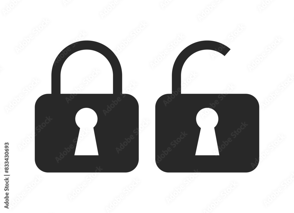 Lock icon set. Lock and unlock vector icon set. Lock and unlocked padlock symbol of device security. Privacy symbol vector stock illustration. Round and square shape padlock Lock icon set. Lock and unlock vector icon set. Lock and unlocked padlock symbol of device security. Privacy symbol vector stock illustration. Round and square shape padlock