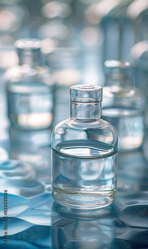 A bottle of glycerin is in sharp focus. By emphasizing clarity and importance among surrounding elements. A bottle of glycerin is in sharp focus. By emphasizing clarity and importance among surrounding elements.