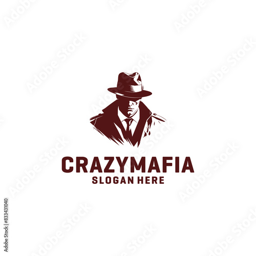 Crazy mafia logo vector illustration