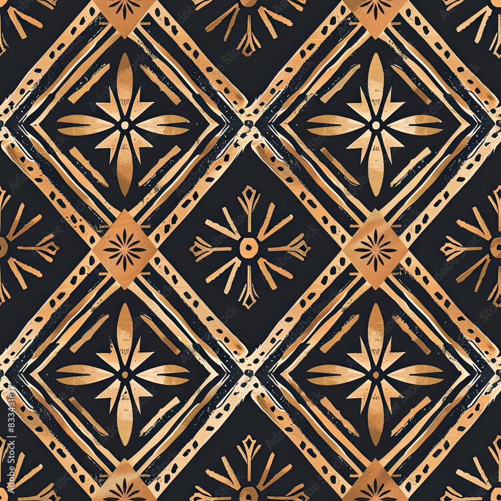 a image of a black and gold pattern with a flower a image of a black and gold pattern with a flower