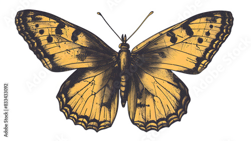 Vintage butterfly illustration transparent png isolated on white background, pop-art, png
 photo