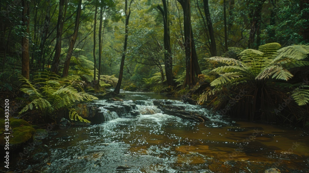 A stream within a forest in Tasmania A stream within a forest in Tasmania