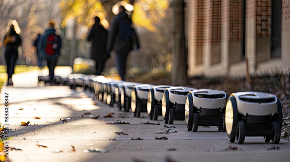 Obraz premium Urban Symphony: A Parade of Souls on the Sidewalk