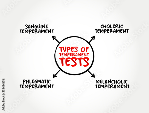 Most common types of temperament tests, mind map concept background