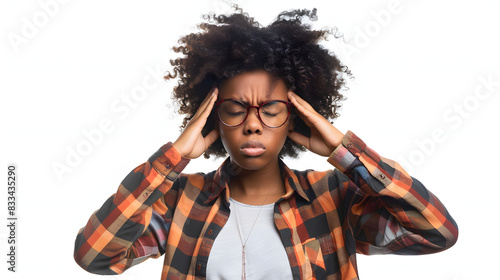 Young african american woman wearing casual clothes and glasses rubbing eyes for fatigue and headache, sleepy and tired expression. vision problem isolated on white background, professional photograph photo