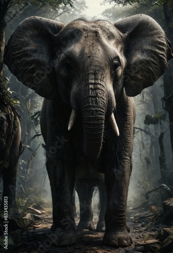 Majestic Elephant in the Jungle © Narongsag