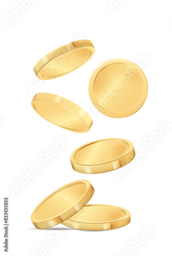 stack of gold coins. falling 3d coins. bussines and finance conept