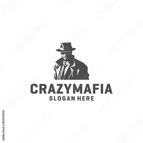 Crazy mafia logo vector illustration