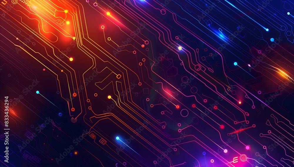 Glowing lines with digital circuit board Abstract background technology elements Abstract and Technology Concept
Glowing lines with digital circuit board Abstract background technology elements Abstract and Technology Concept