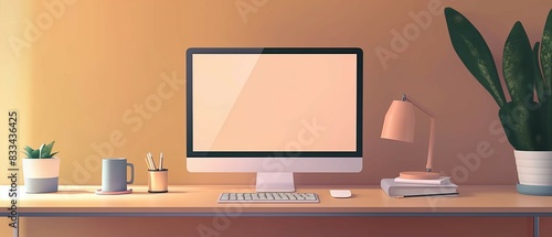 Wallpaper Mural Illustration laptop computer mockup designed with blank monitor screen Torontodigital.ca