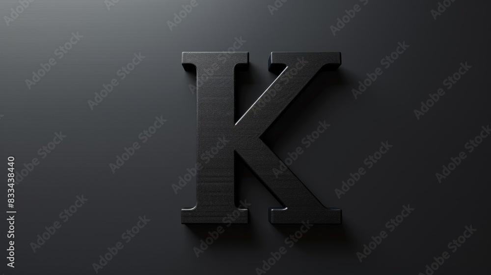 A close-up of a black letter K symbol on a black background A close-up of a black letter K symbol on a black background