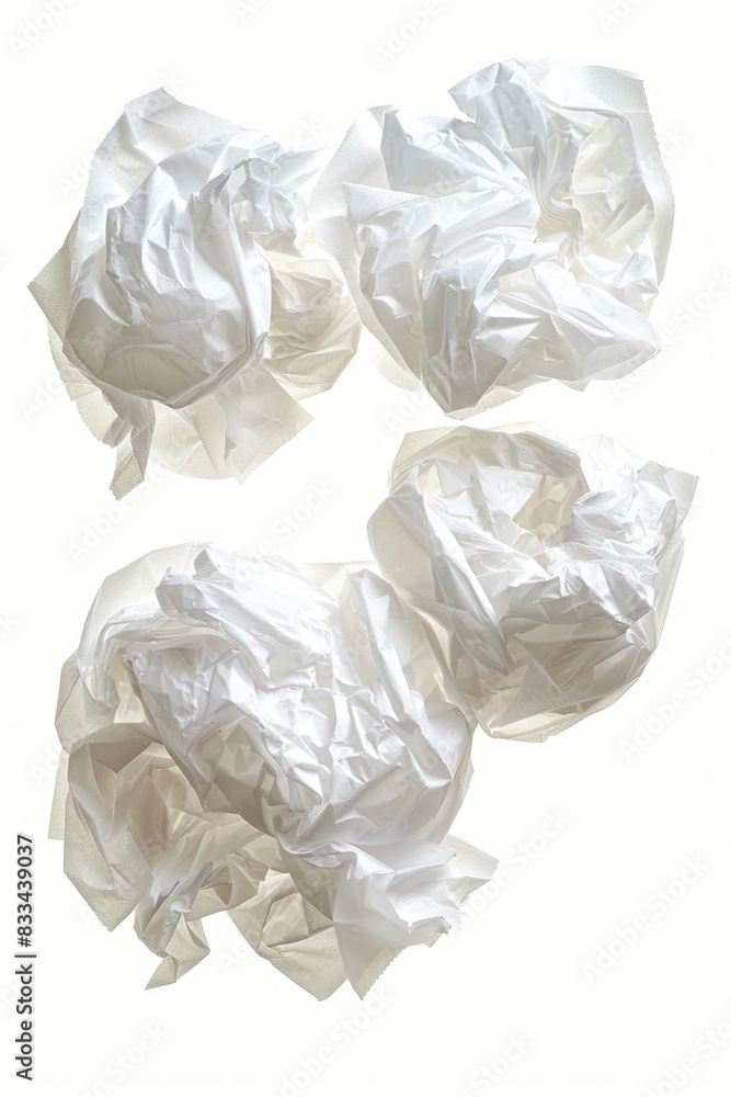 A pile of crumbled white paper sitting on a table A pile of crumbled white paper sitting on a table