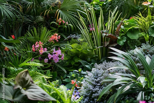 A garden oasis with a variety of foliage textures and the soft palette of spring flowers