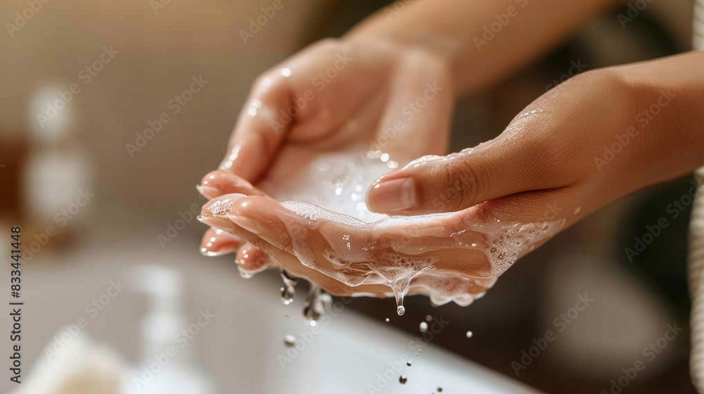Person applying glycerin to hands Emphasis on the moisturizing properties of the substance. Person applying glycerin to hands Emphasis on the moisturizing properties of the substance.