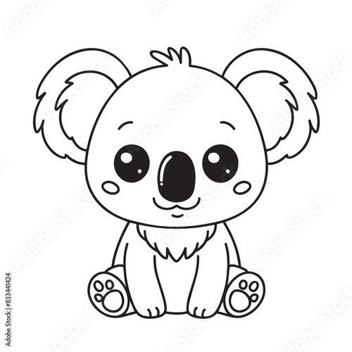 Canvas Print Cute koala sitting cartoon coloring page illustration vector