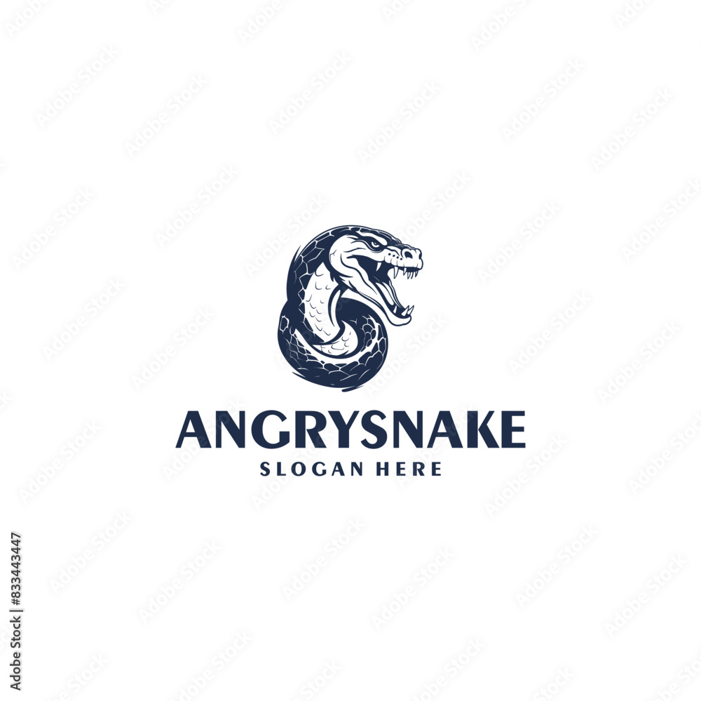 Obraz premium Angry snake logo vector illustration