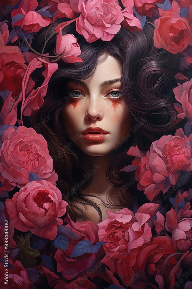 portrait of a woman with a wreath of flowers, generative ai portrait of a woman with a wreath of flowers, generative ai