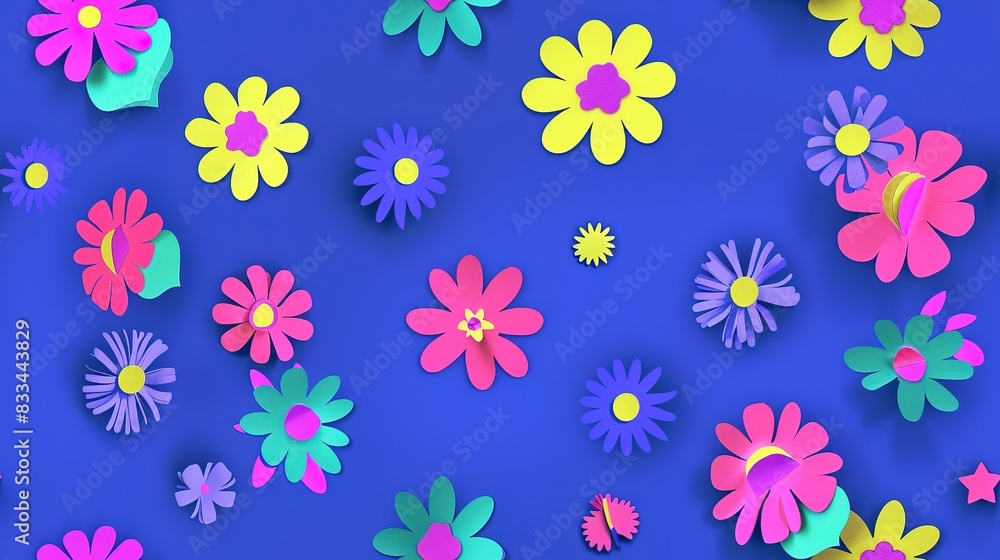 Scrapbook blooms flat design top view scrapbook theme animation vivid. Seamless Pattern, Fabric Pattern. Scrapbook blooms flat design top view scrapbook theme animation vivid. Seamless Pattern, Fabric Pattern.