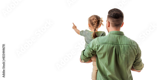 Dad holding his little girl in arms isolated on white